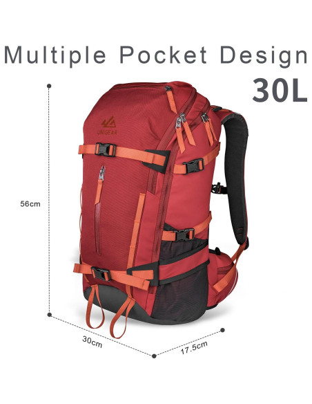 Mochila de Hidratación Unigear 30L Resistente al Agua para Esquí