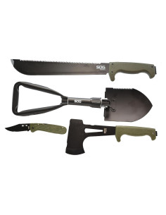 Kit Completo SOG SOGfari: Machete 33 cm, Hacha 28 cm, Cuchillo