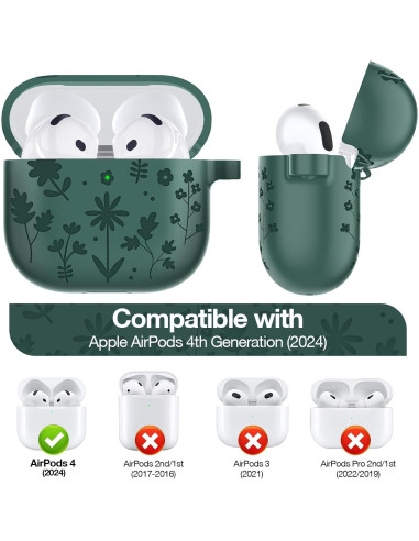 Funda Silicona AirPods 4ta Gen LDSXAY Verde Pino con Kit