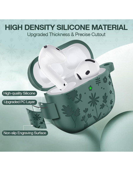 Funda Silicona AirPods 4ta Gen LDSXAY Verde Pino con Kit Funda Silicona AirPods 4ta Gen LDSXAY Verde Pino con Kit