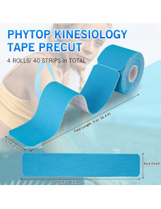 Cinta de Kinesiología PHYTOP - 80 Tiras Precortadas 25.4x5.1cm 2