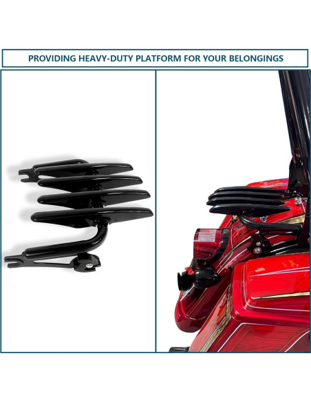 Soporte de Equipaje Desmontable DreDoggMoto Negro para Harley Touring 2009-2024