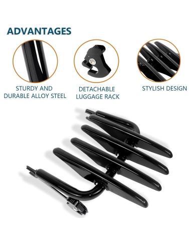 Soporte de Equipaje Desmontable DreDoggMoto Negro para Harley Touring 2009-2024