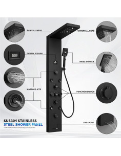 Panel de Ducha 5 en 1 BWE Acero Inoxidable Negro Mate 2