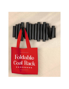 Perchero de Pared PRANZIA Negro con 5 Ganchos y Estante