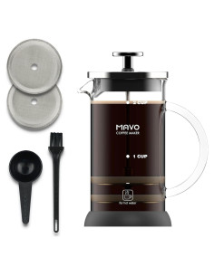 Cafetera Prensa Francesa MAVO Acero Inoxidable 350ml 2 Filtros