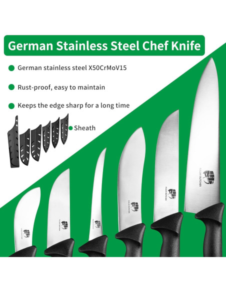 Juego de cuchillos de cocina Fullhi 10" acero inoxidable antideslizante