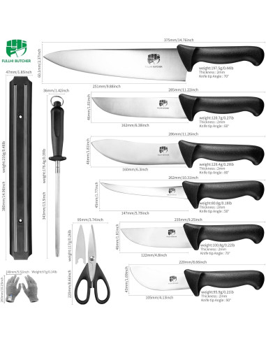 Juego de cuchillos de cocina Fullhi 10" acero inoxidable antideslizante