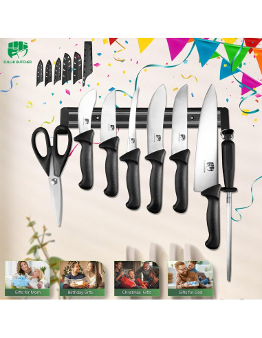 Juego de cuchillos de cocina Fullhi 10" acero inoxidable antideslizante