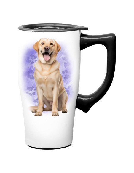 Taza de Viaje Cerámica Spoontiques Amarillo Lab 532 ml Doble Pared