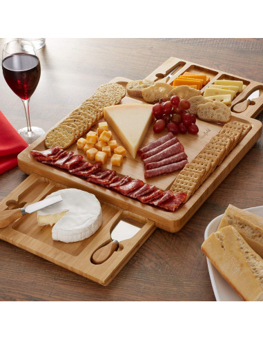 Juego de tabla de queso de bambú Casafield con utensilios