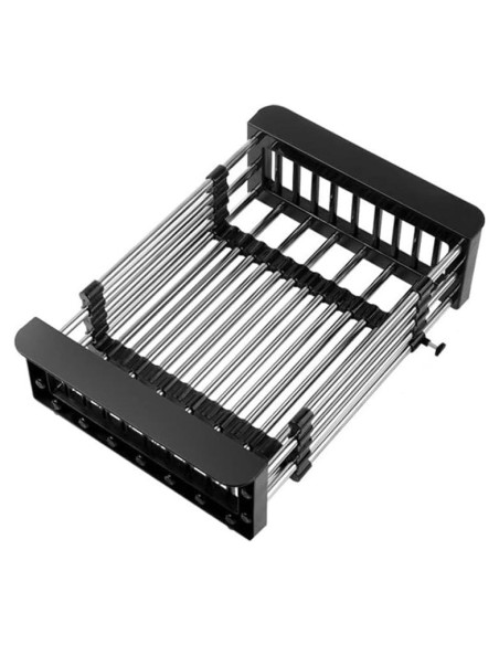 Escurridor de Platos Retráctil Cyrank de Acero Inoxidable Negro