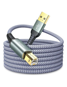 Cable de Impresora USB A a B AINOPE 3m Gris Trenzado Alta Velocidad