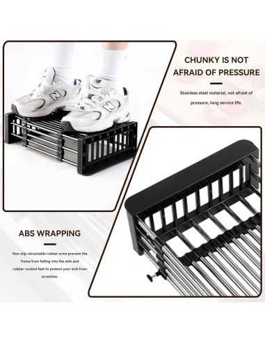 Escurridor de Platos Retráctil Cyrank de Acero Inoxidable Negro