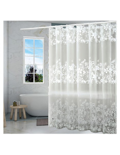 Forro de Cortina de Ducha TIKABC Floral Blanca 182.88x182.88 cm