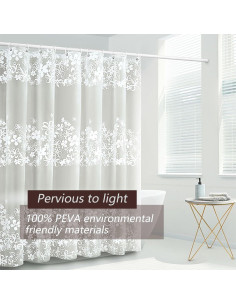 Forro de Cortina de Ducha TIKABC Floral Blanca 182.88x182.88 cm 2