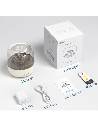 Difusor de Aceite Esencial KinYiLO 200ml Aromaterapia Blanco