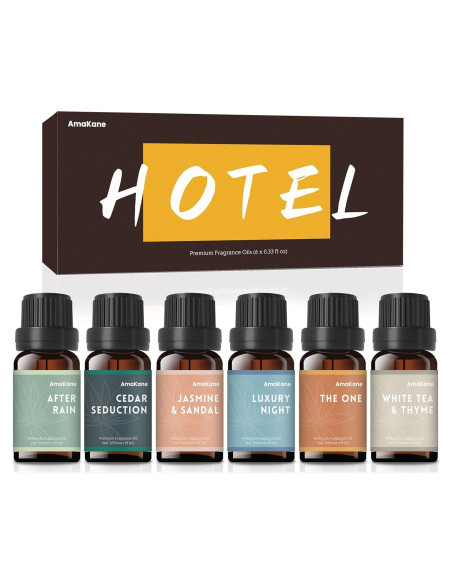 Aceites Esenciales de Aromaterapia AmaKane 6x10ml - Aromas de Hotel
