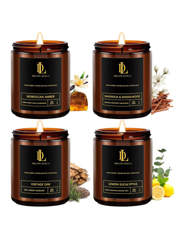 Juego de Velas Aromáticas Soja Dreamy Dewla 4 Paquete 198g