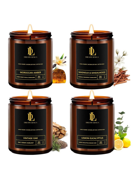 Juego de Velas Aromáticas Soja Dreamy Dewla 4 Paquete 198g Juego de Velas Aromáticas Soja Dreamy Dewla 4 Paquete 198g