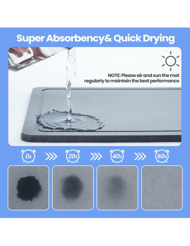 Escurridor de Platos Negro IBEDMAZIE 1 Nivel con Tierra Diatomácea