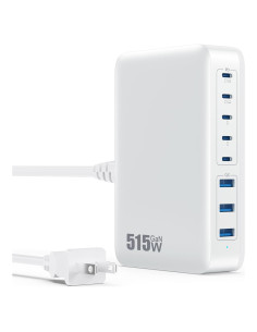 Cargador USB C 515W GaN IV 8 Puertos Doble PD 100W