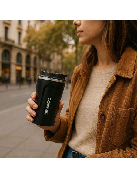 Taza de Café Inteligente Genérica 380ml Acero Inoxidable Negro