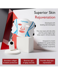 Máscara de Terapia de Luz LED Mypurskin, Aprobada por la FDA, 264 LED, 4 Longitudes de Onda para Arrugas y Acné 2