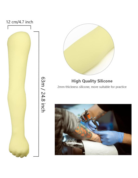 Brazo de Práctica de Tatuaje Silicona HUOXOU 63 cm 1:1