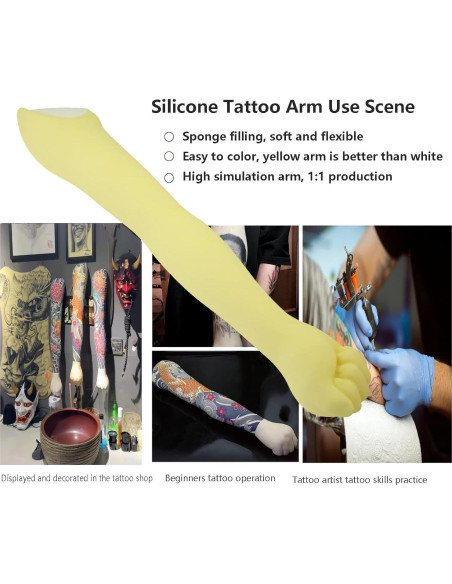 Brazo de Práctica de Tatuaje Silicona HUOXOU 63 cm 1:1