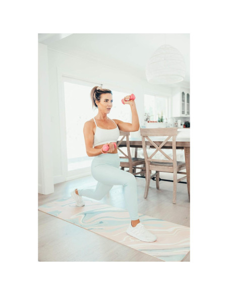 Alfombrilla de Yoga Love Sweat Fitness 5mm Rosa y Mármol Antideslizante