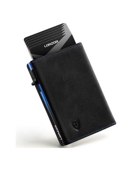 Billetera Minimalista LORZOR para Hombres Cuero RFID Slim