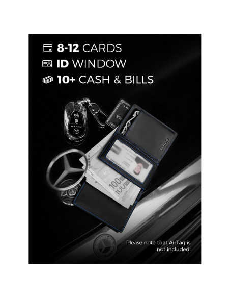 Billetera Minimalista LORZOR para Hombres Cuero RFID Slim