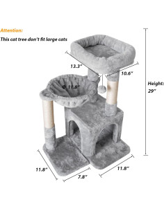 Árbol para Gatos Pesofer Gris Claro con Poste de Rascado 73.66cm 2