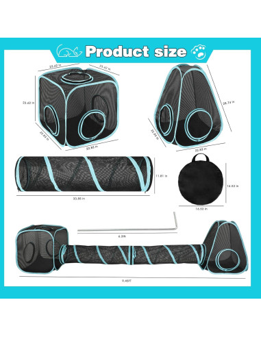 Parque de Juegos para Gatos GINDOOR 4 en 1 Portátil 35x18cm