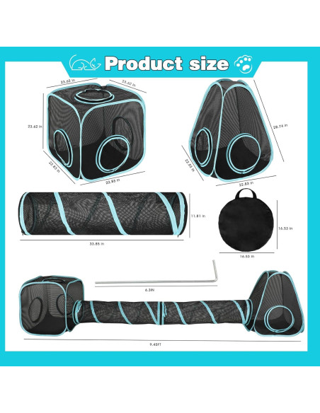 Parque de Juegos para Gatos GINDOOR 4 en 1 Portátil 35x18cm