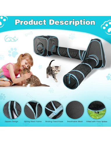 Parque de Juegos para Gatos GINDOOR 4 en 1 Portátil 35x18cm