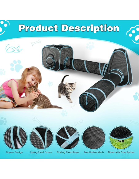 Parque de Juegos para Gatos GINDOOR 4 en 1 Portátil 35x18cm