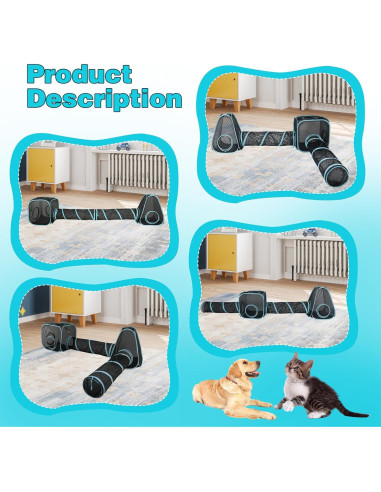 Parque de Juegos para Gatos GINDOOR 4 en 1 Portátil 35x18cm