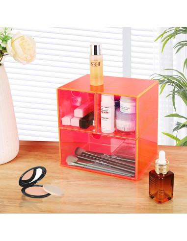 Organizador de Escritorio Gelite Acrílico Rosa Neón 3 Cajones
