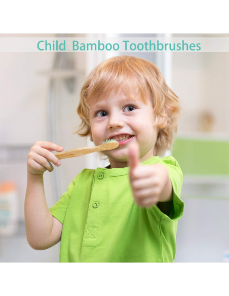 16 Cepillos de Dientes de Bambú para Niños con Cerda Suave