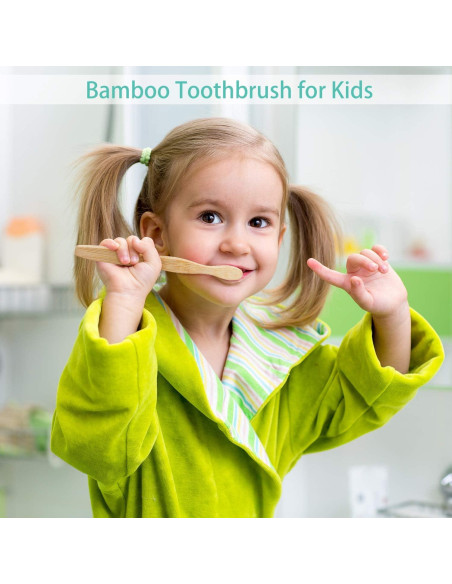 16 Cepillos de Dientes de Bambú para Niños con Cerda Suave
