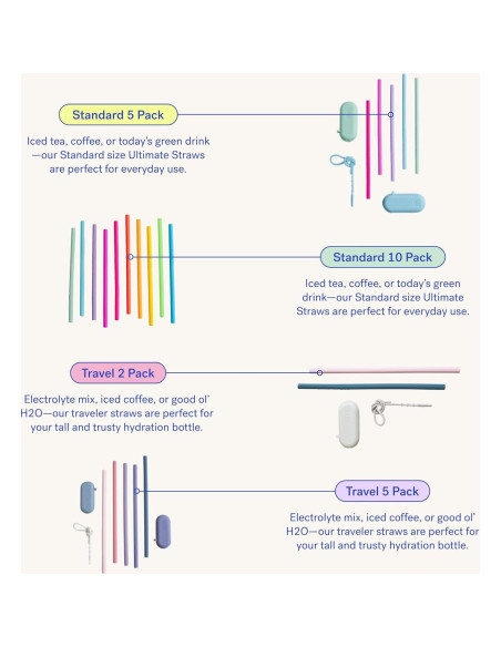 Pajitas de Silicona Reutilizables GIR 2-Pack con Estuche y Limpiador
