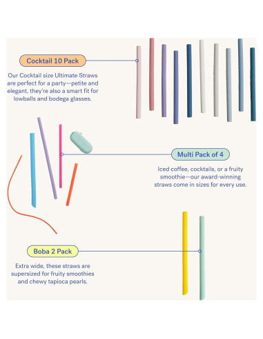 Pajitas de Silicona Reutilizables GIR 2-Pack con Estuche y Limpiador