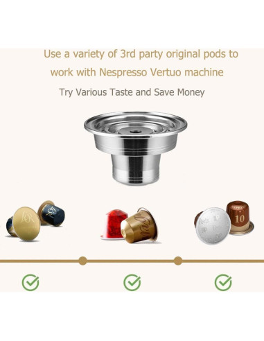 Adaptador de Cápsulas de Café Reutilizables AioveBgren para Nespresso Vertuo