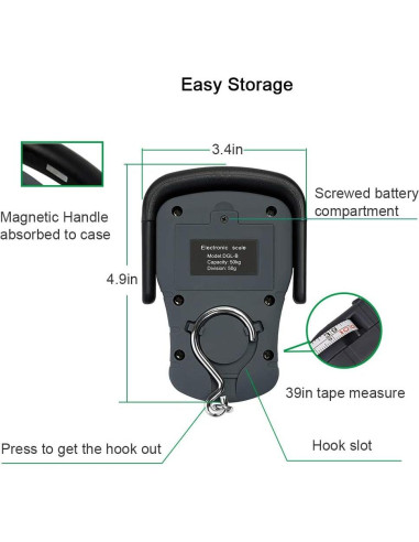 Báscula de Equipaje Digital KINGON 50kg con Pantalla Retroiluminada