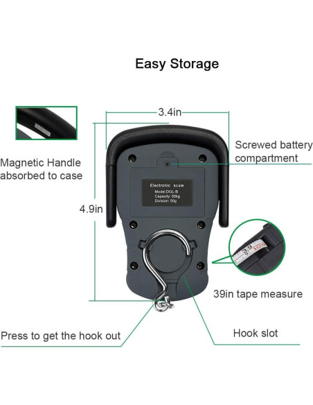 Báscula de Equipaje Digital KINGON 50kg con Pantalla Retroiluminada
