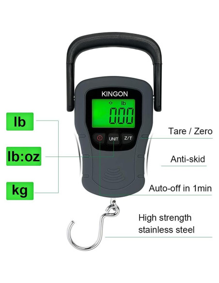 Báscula de Equipaje Digital KINGON 50kg con Pantalla Retroiluminada