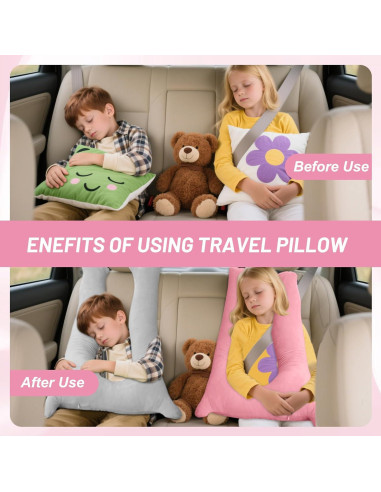 Almohada de Coche CroYumert Rosa para Niños - Espuma Viscoelástica
