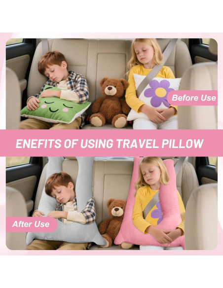 Almohada de Coche CroYumert Rosa para Niños - Espuma Viscoelástica
